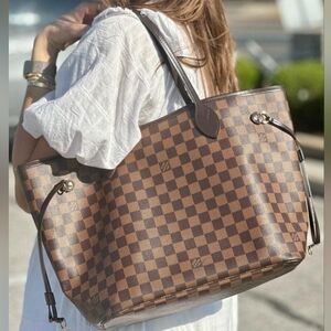 💕Louis Vuitton Tote Bag Neverfull MM Damier Ebene "Cherry RED Interior"